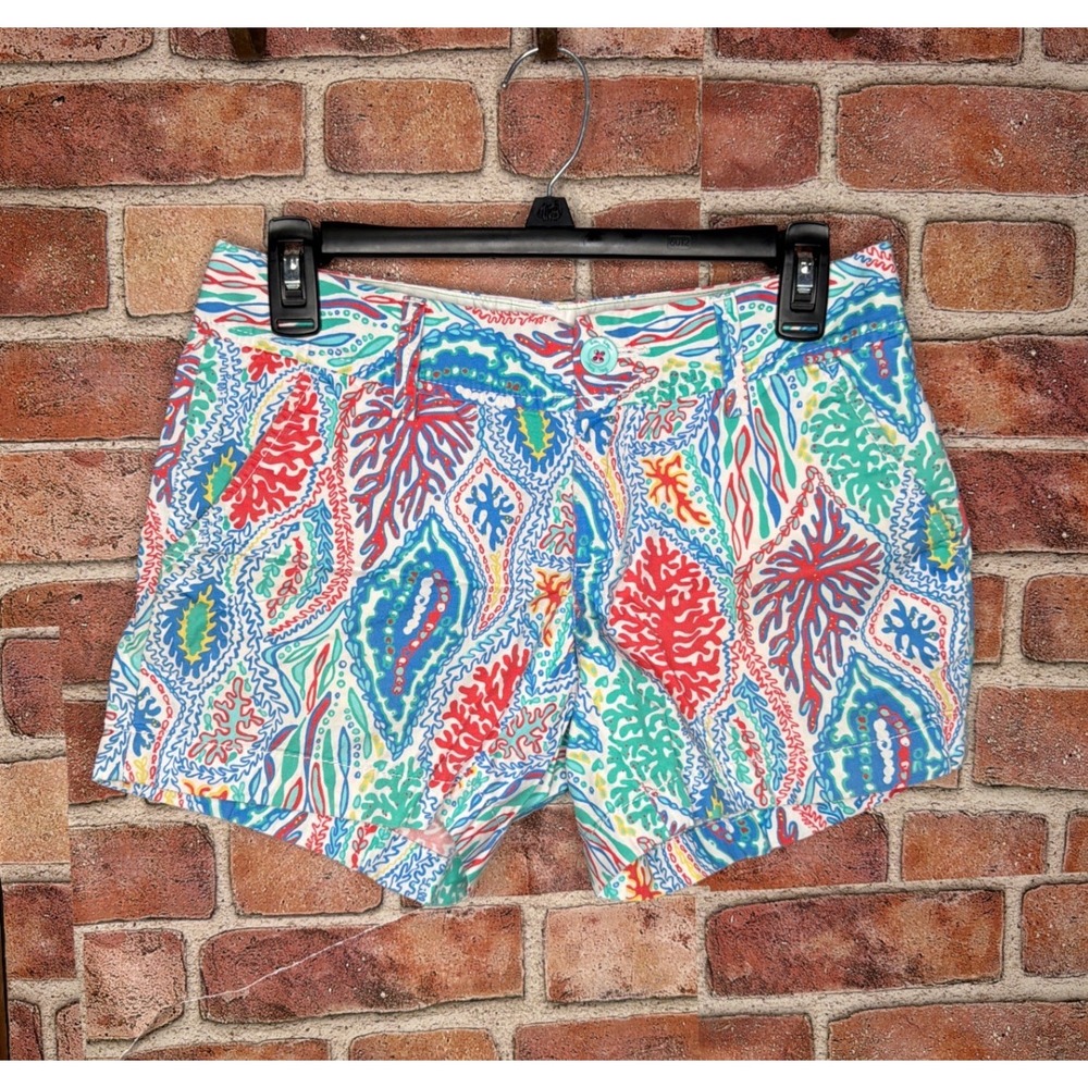 Lilly Pulitzer Callahan Shorts Size 0 Multicolor Coral Paisley Print Chino 5in
